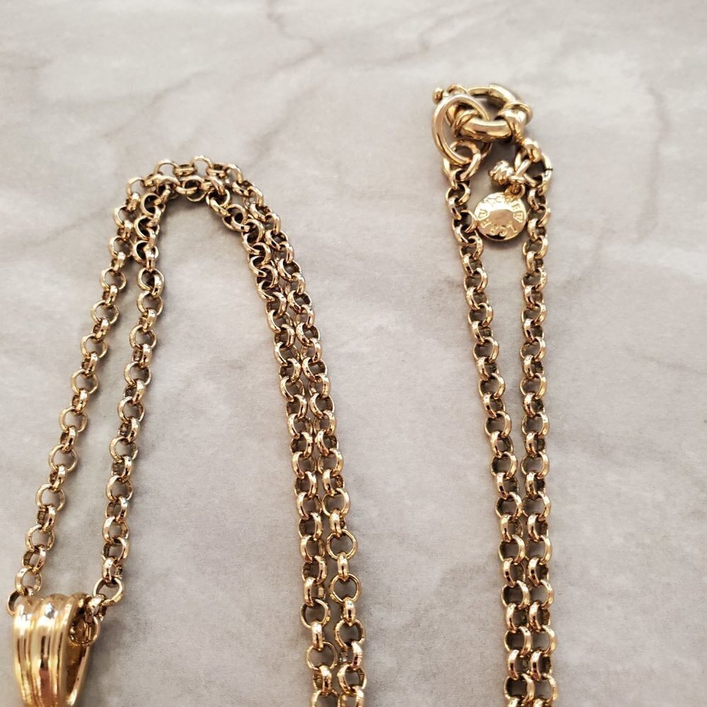 🧡 J Crew Pendant Orange Fan Gold Crystal Rhinstone Necklace 🧡 - Picture 4 of 10